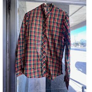 Vintage 1970's Intuitions plaid button down top size medium